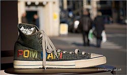 Walk on the wild side - shoe crossing a road