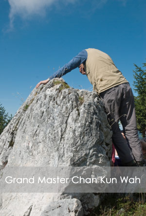 Master Chan climbing Swiss mountain